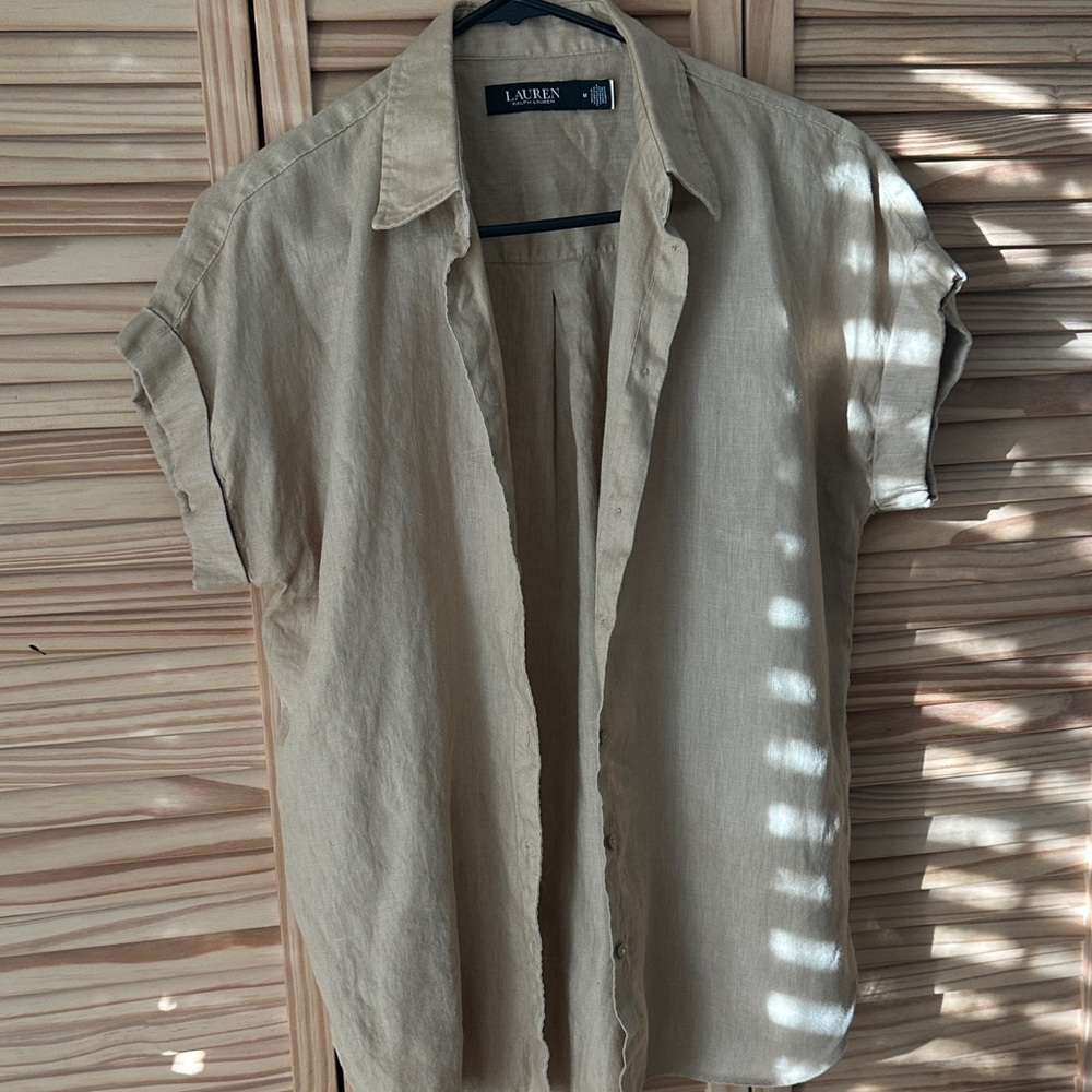 Lauren Ralph Lauren Beige Short Sleeve Women's Top